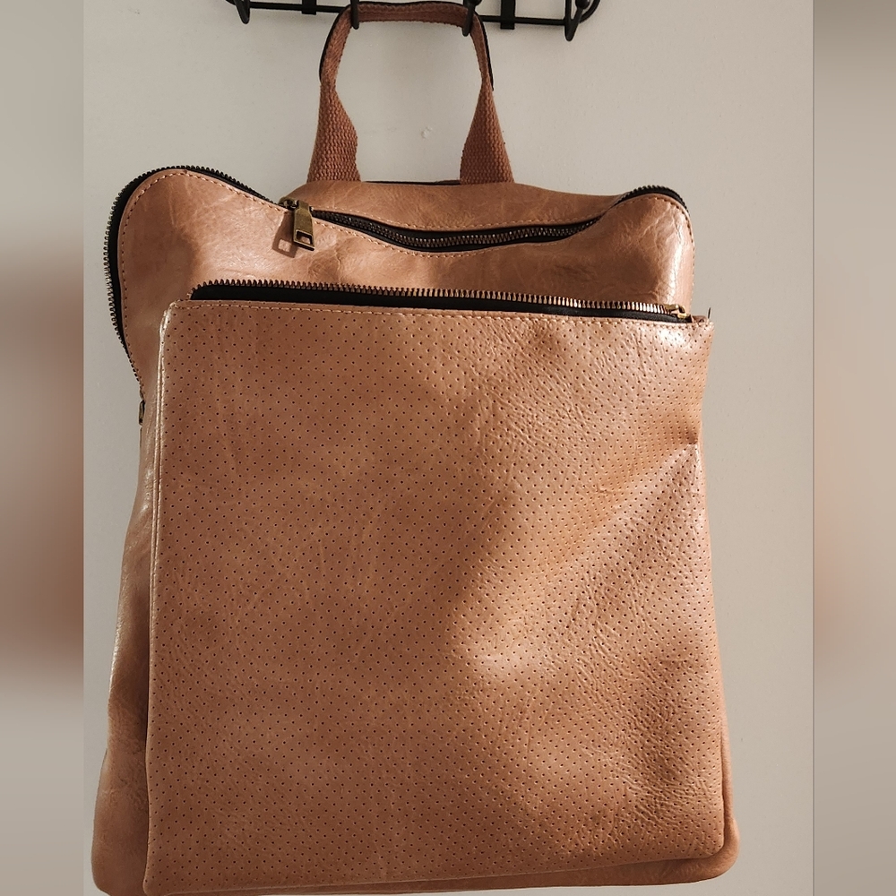 Tan Leather Backpack